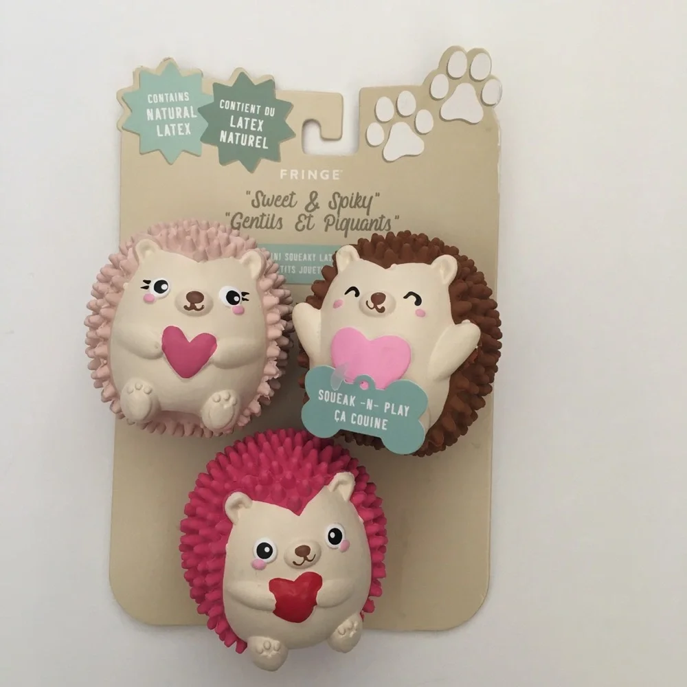 Dog Toys Squeaky Latex Small Hedgehogs “Sweet and Spiky” Fetch Play NEW | Fringe